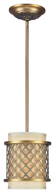 EL-31032/1 Chester 1-Light Pendant in Brushed Antique Brass