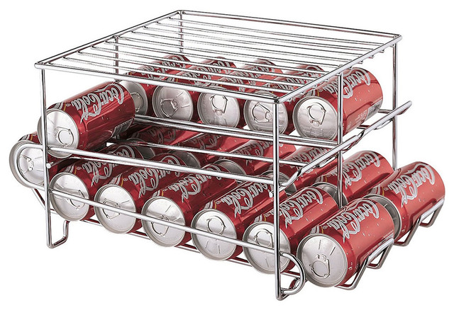 Chrome Wire Double Beverage Can Organizer Contemporary Pantry