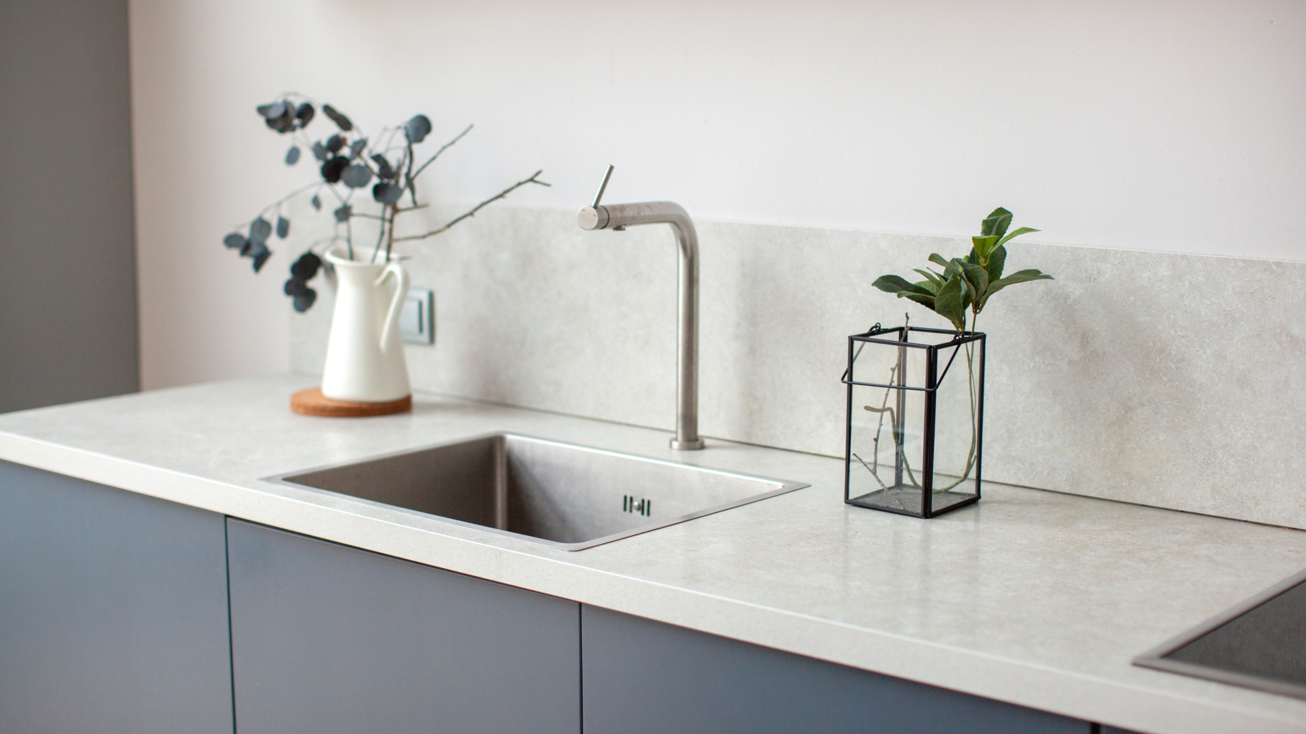 Bright Contemporary Kitchen with Natural Accents in Hertford