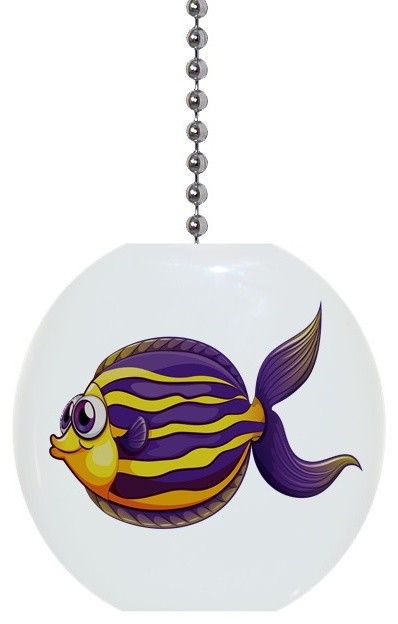 Purple Yellow Fish With Big Eyes Ceiling Fan Pull Beach Style
