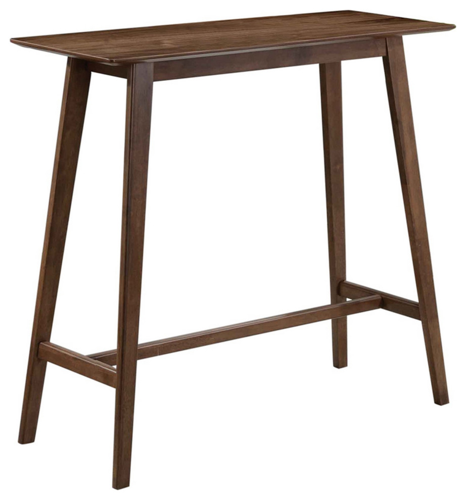 Benzara BM233511 Rectangular Wooden Bar Table, Angled Tapered Legs, Walnut Brown