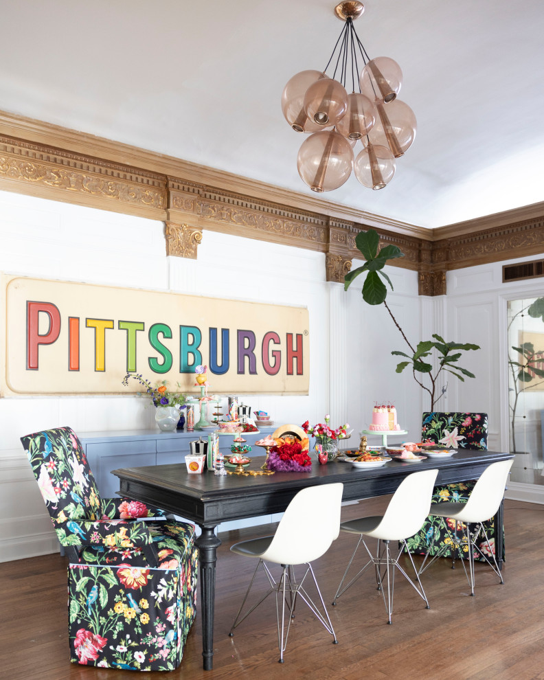 Example of an eclectic dining room design in Philadelphia