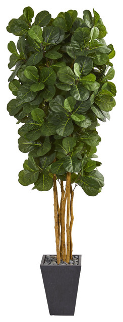 Nearly natural Decorative Fiddle Leaf Artificial Tree in Slate Planter