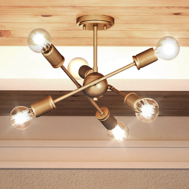 Luxury Mid Century Modern Ceiling Light, Olde Brass, UEX2162