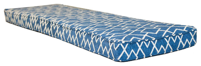Upholstered Bench Cushion Blue And White Contemporary Seat