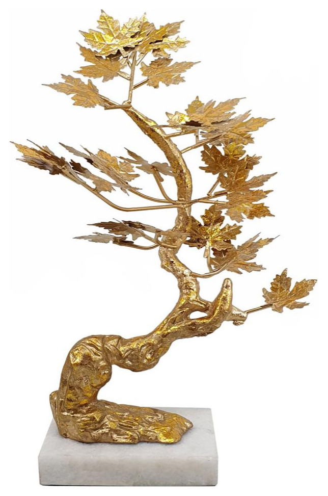 Sarcee Decorative Object or Figurine, Gold and White Contemporary