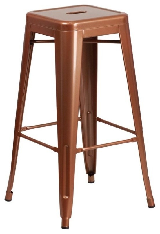 Flash Furniture 24" Metal Backless Counter Stool in Copper Industrial