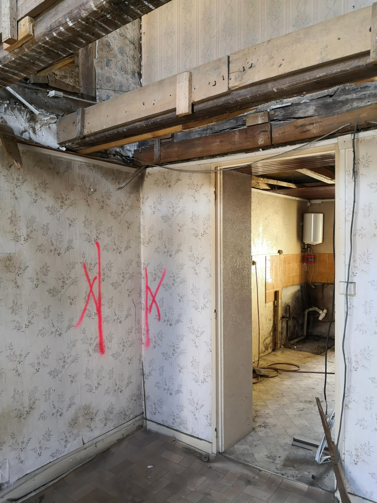 Le future espace salon avant la création de l'ouverture dans le mur