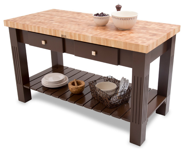 John Boos John Boos Maple End Grain Grazzi Kitchen Island With French   Contemporary Kitchen Islands And Kitchen Carts 