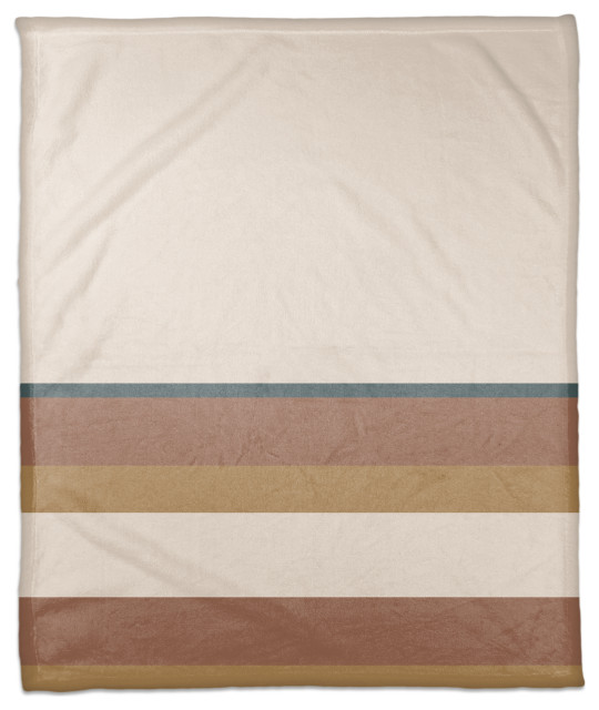 Tan Stripes 50x60 Coral Fleece Blanket