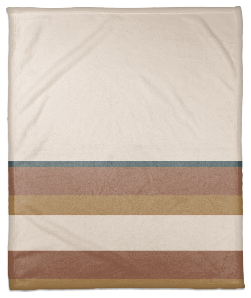 Tan Stripes 50x60 Coral Fleece Blanket