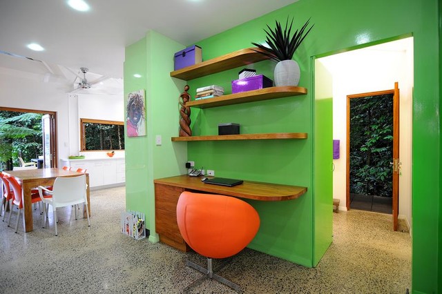 Rainforest Road Renovation contemporary-home-office-and-library