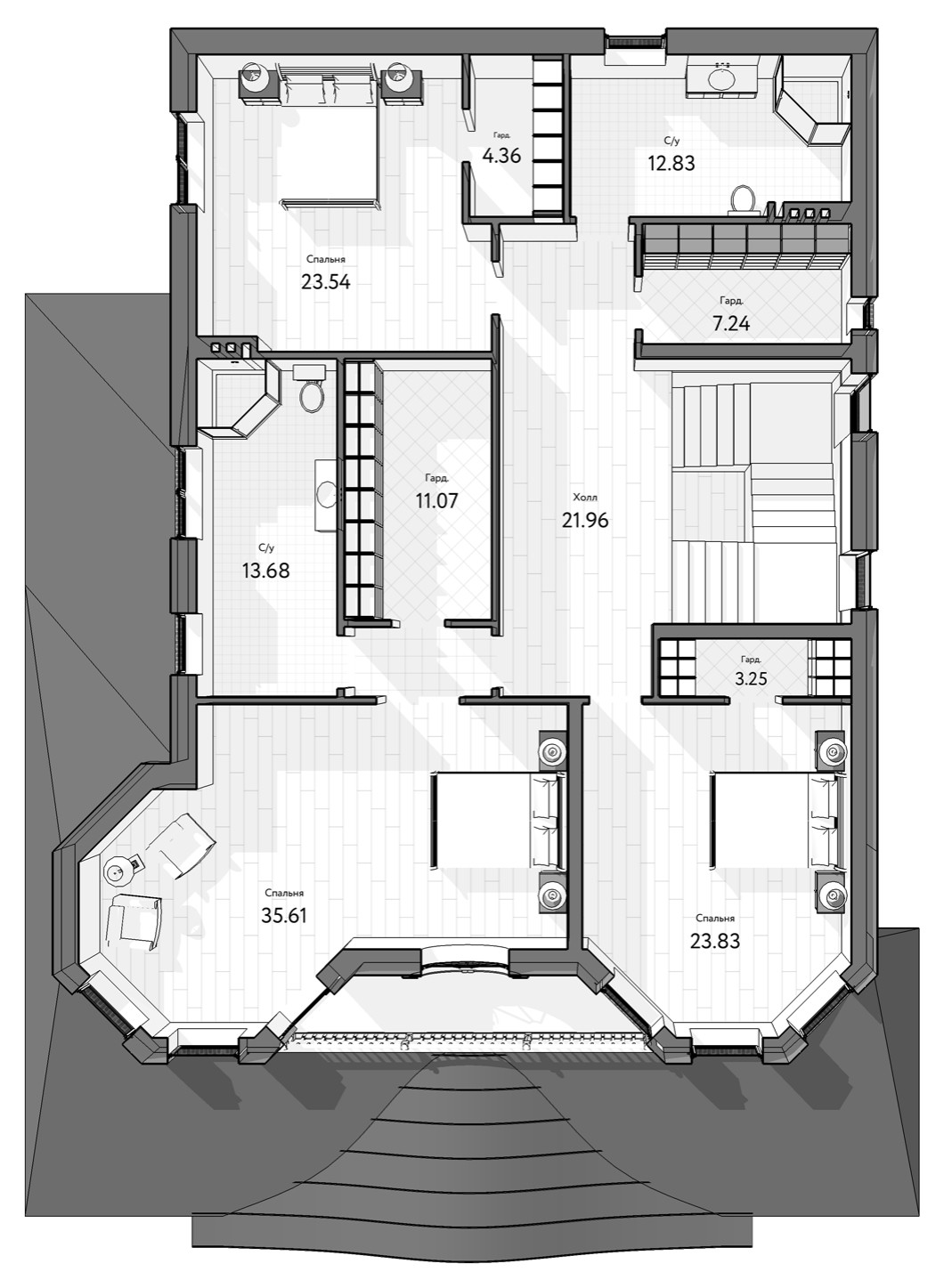 Двухэтажный классический коттедж Вэйде