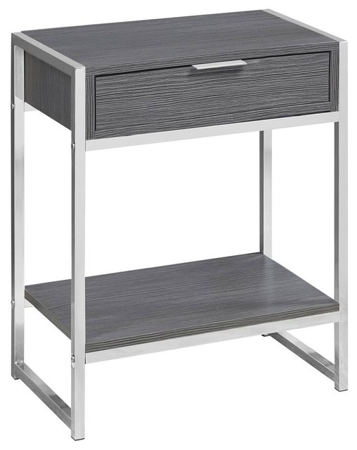 24 in. Metal Accent Table in Gray Finish Contemporary Side Tables