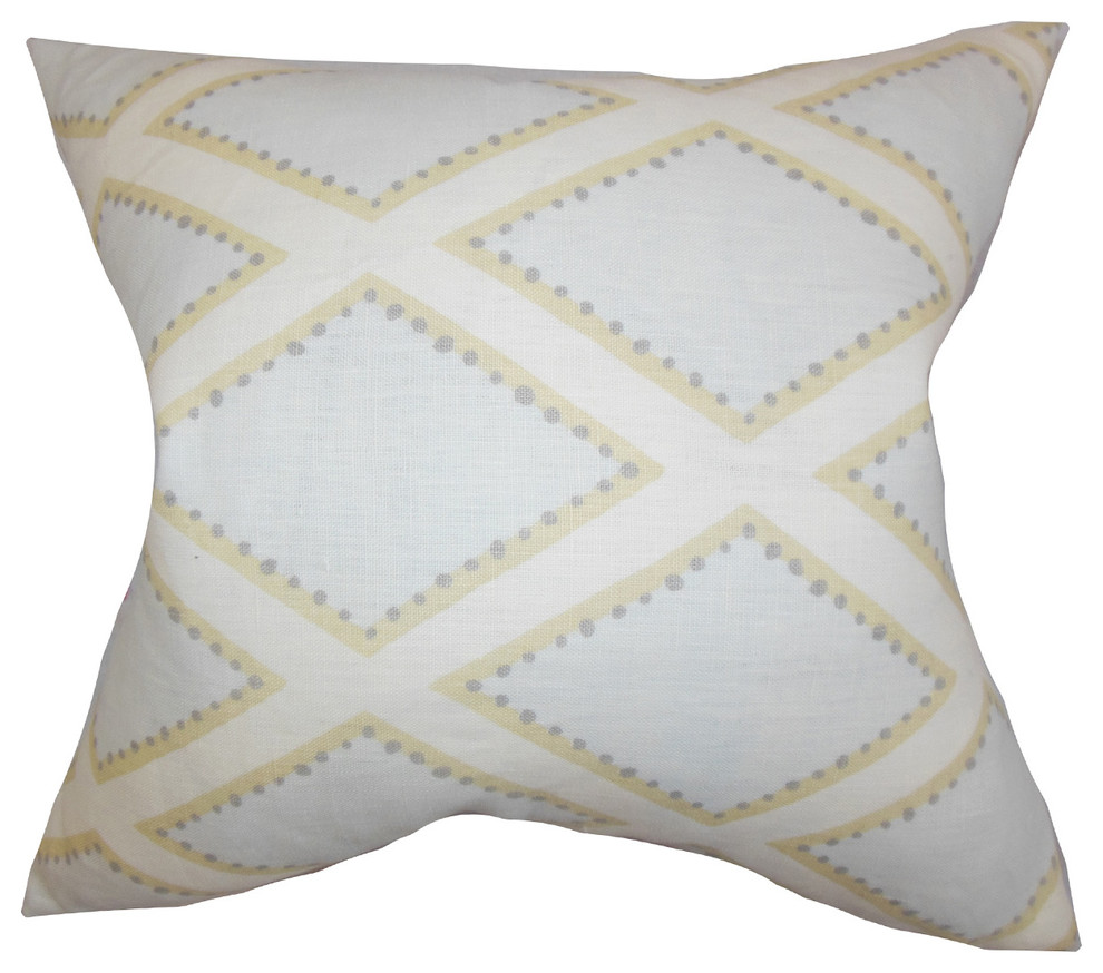 The Pillow Collection Reijo Geometric Bedding Sham Linen Euro//26 x 26