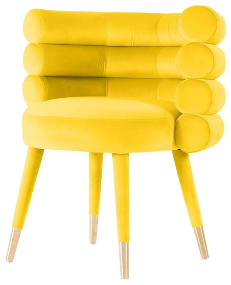 Hurley Modern Yellow and Gold Velvet Accent Chair Midcentury