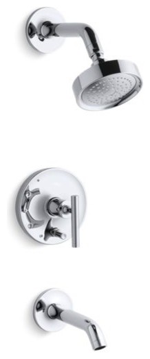 Kohler Purist Rite-Temp Pressure-Balancing Bath/Shower Trim Set, Polished Chrome