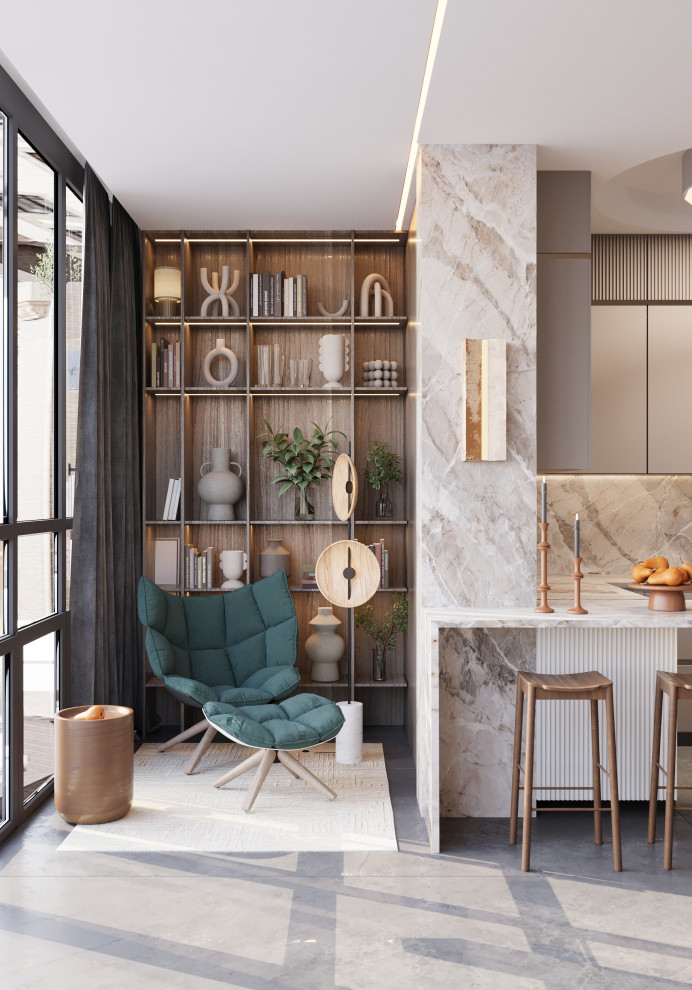 кухня гостинная мрамор