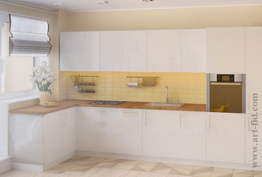 Кухня и спальня с качелями на балконе в Москве