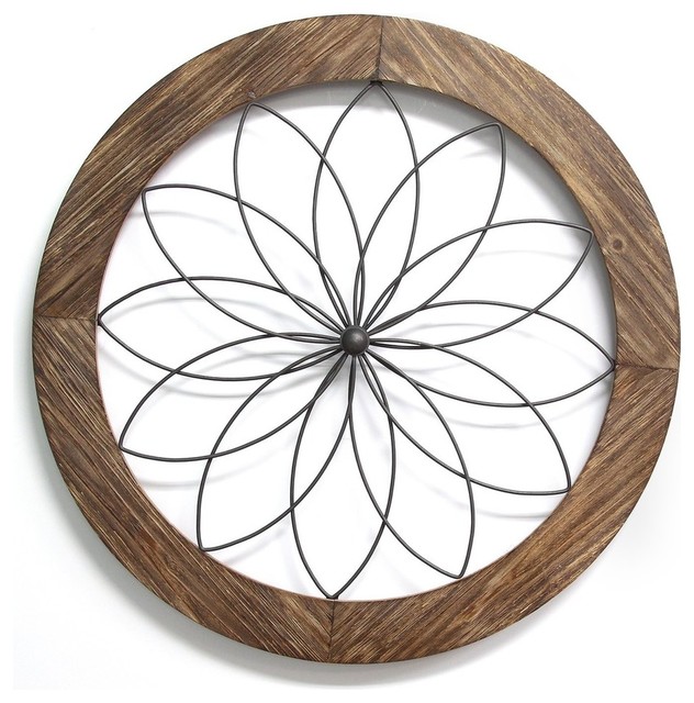Stratton Home Decor Round Wood and Metal Medallion Wall Decor