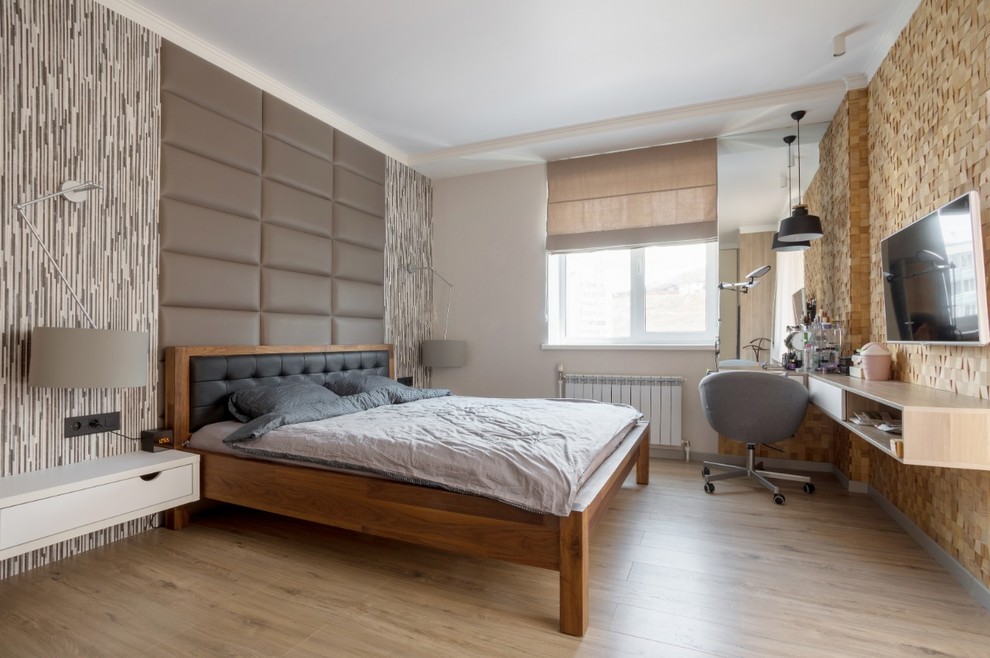 Отделка стены 3д мозаикой  в спальне