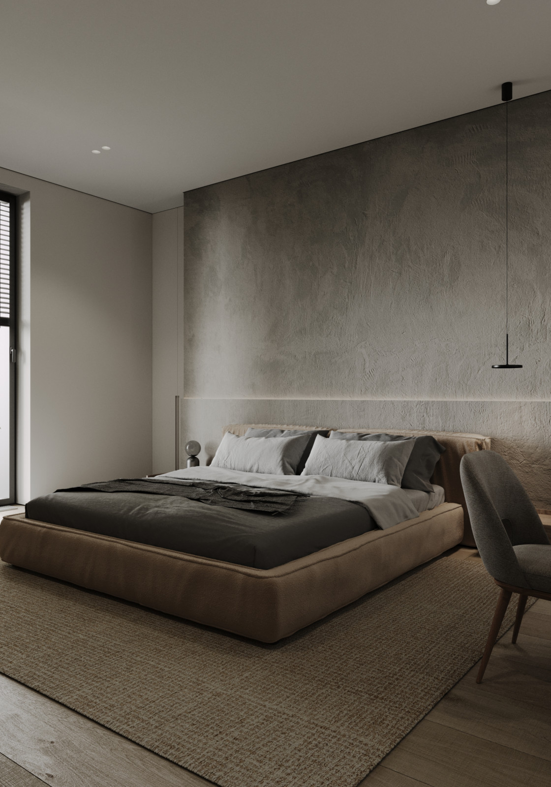 Дизайн спальни из проекта загородного дома The CUBE