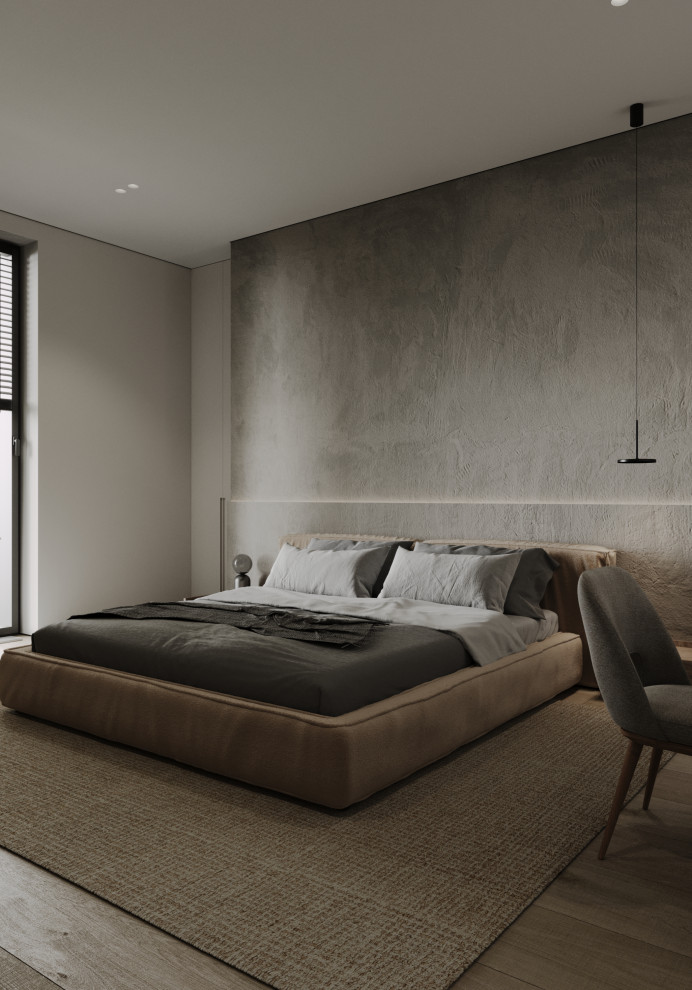 Дизайн спальни из проекта загородного дома The CUBE