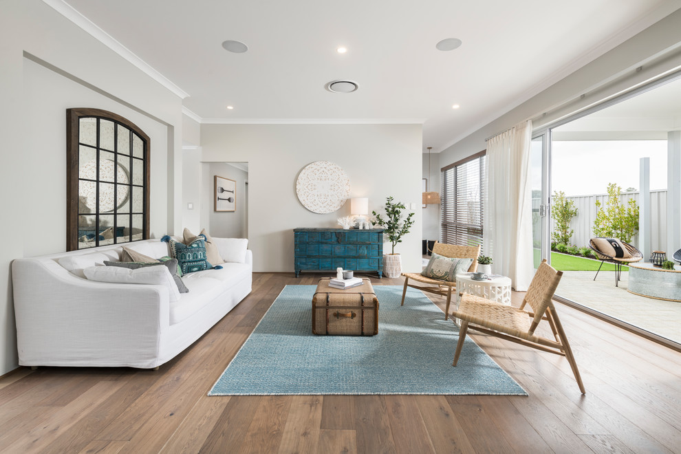 Photo of a beach style living room in Perth.