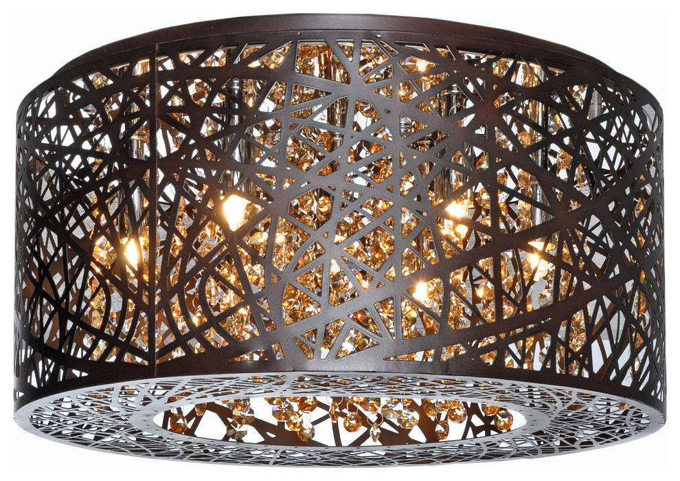 Inca, Flush Mount, Bronze, Cognac Contemporary Flushmount Ceiling