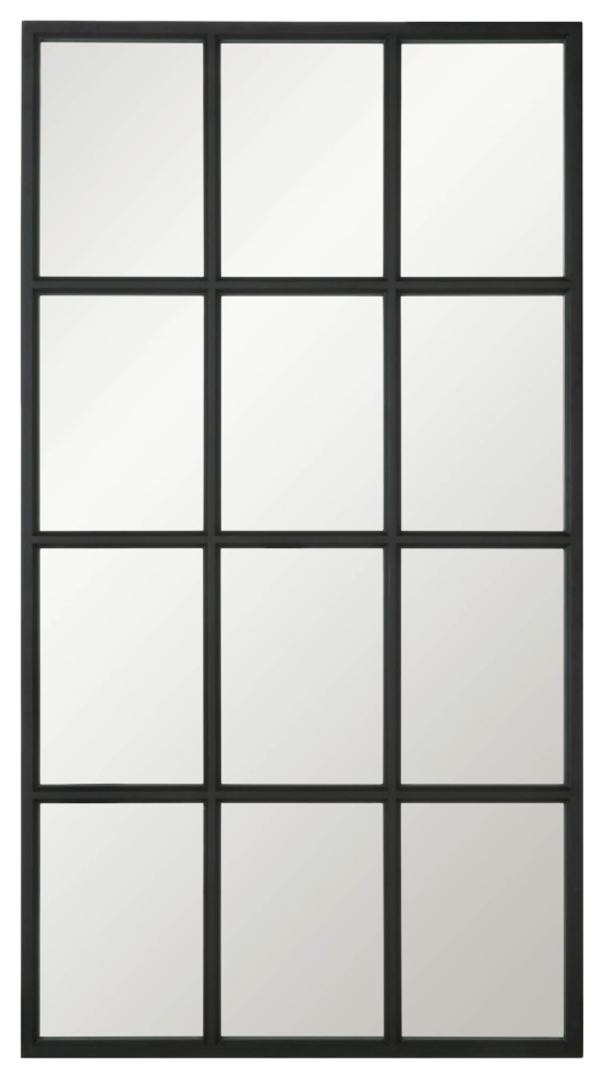 85" Black Grid Floor Mirror Extra Large Leaner Transitional Floor
