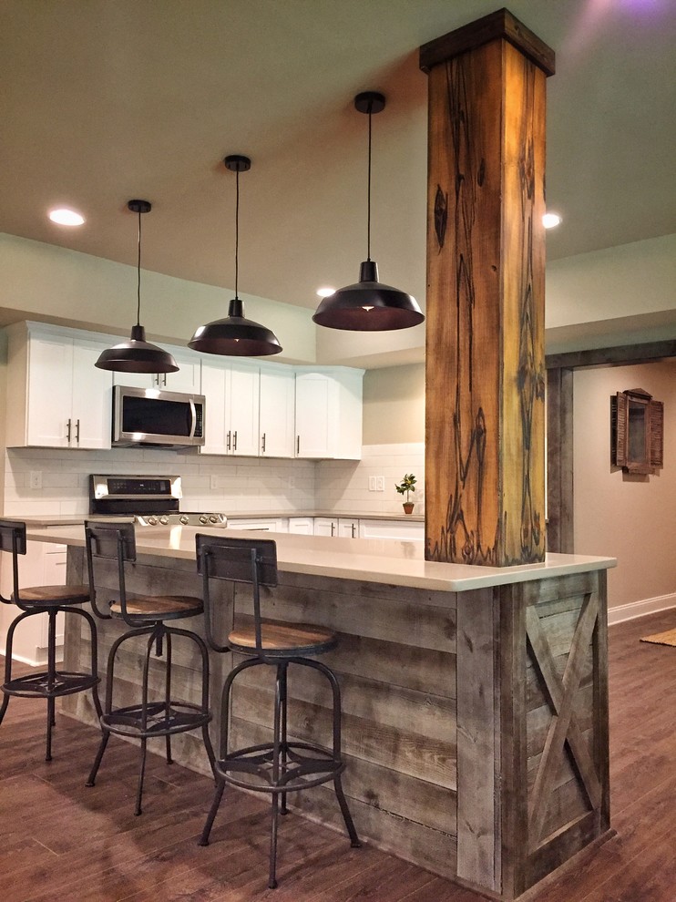 Inspiration for a rustic basement remodel in Atlanta
