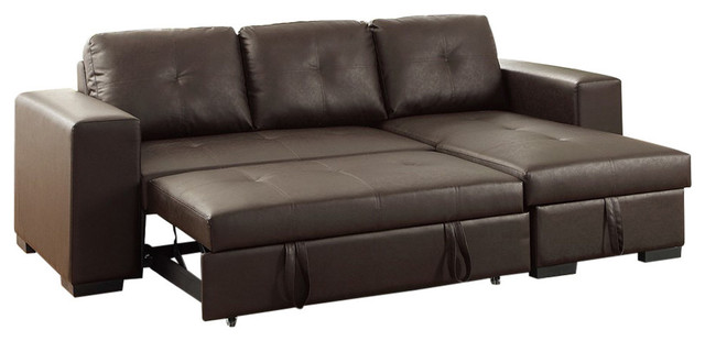 Polyurethane 2 Piece Convertible Sectional Sofa Brown