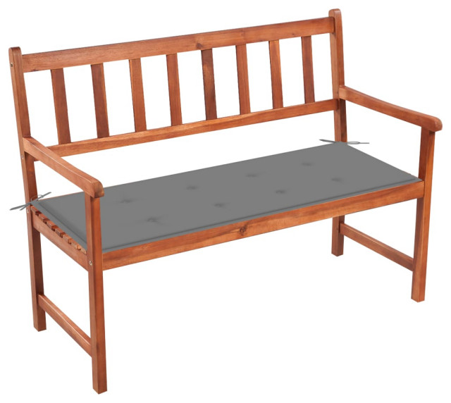 vidaXL Solid Wood Acacia Patio Bench with Cushion 47.2" Garden Lounge