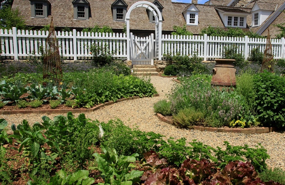 This is an example of a traditional garden in New York with a vegetable garden.