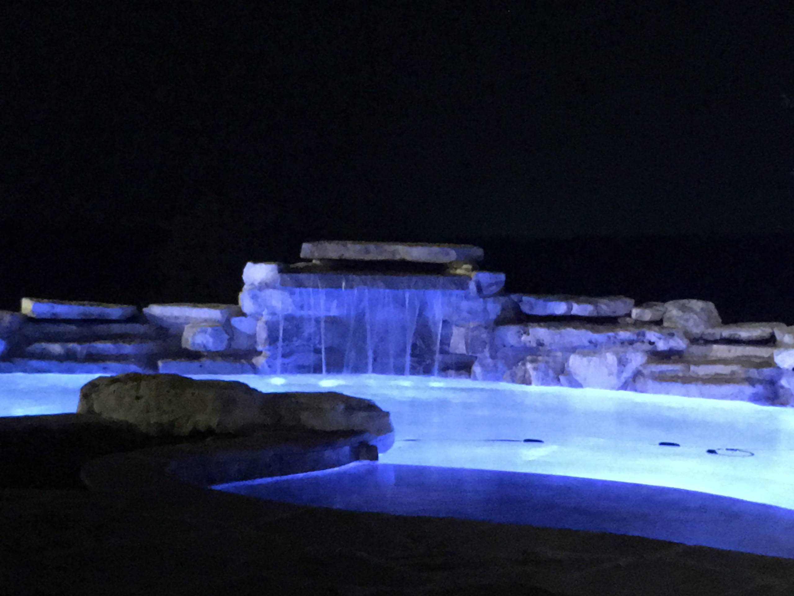 Night shot of pool