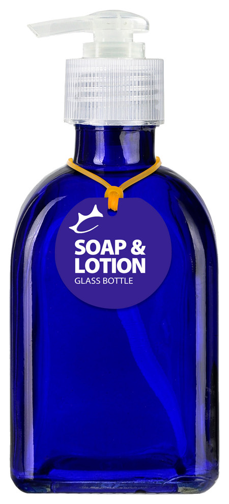 Roma 8.5oz Recycled Glass Lotion or Soap Bottle, Cobalt Blue