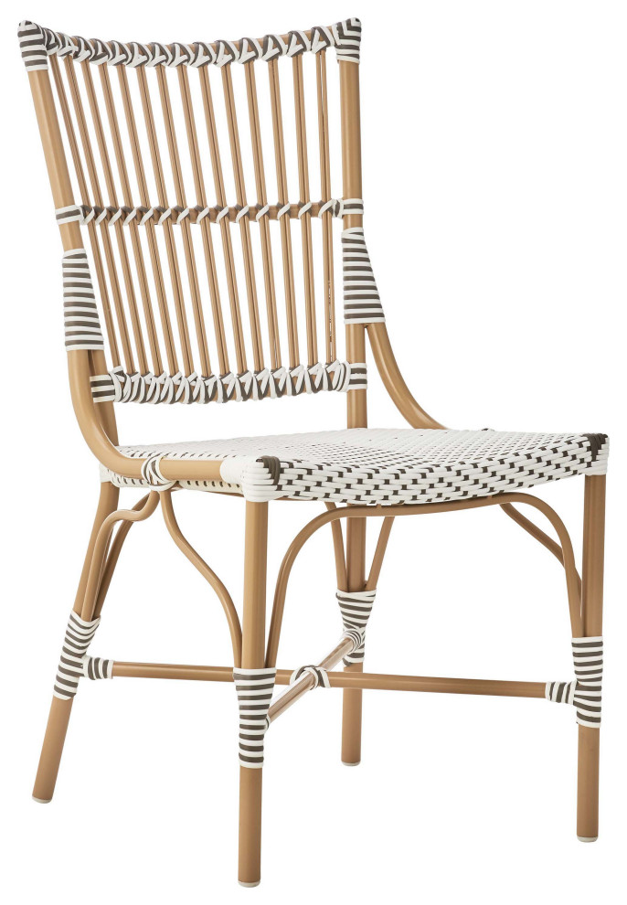 Monique Outdoor Dining Side Chair Almond Frame White with