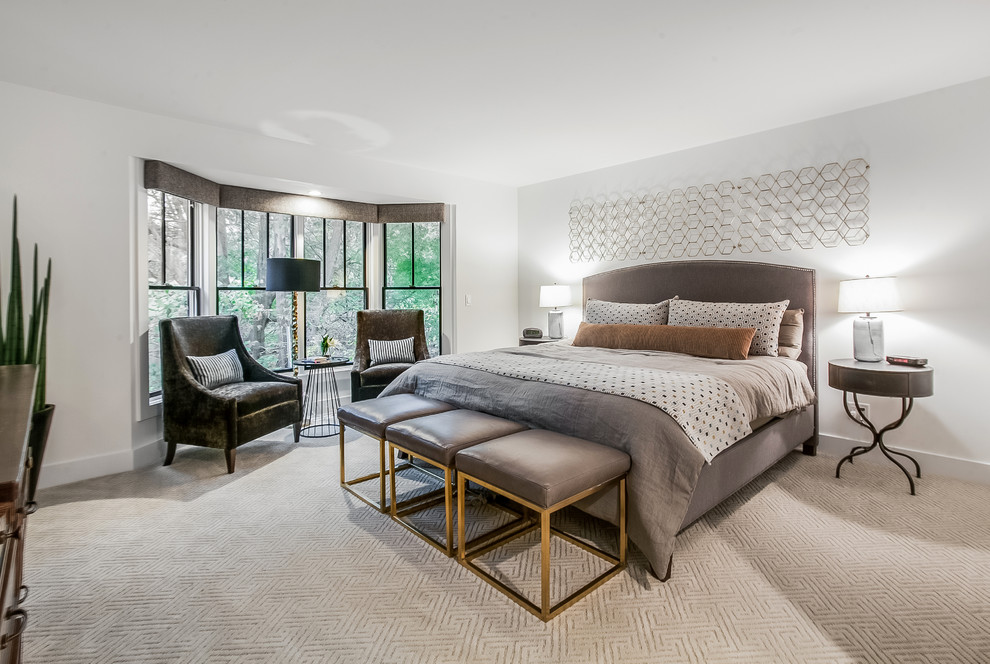 Design ideas for a large contemporary bedroom in Grand Rapids.