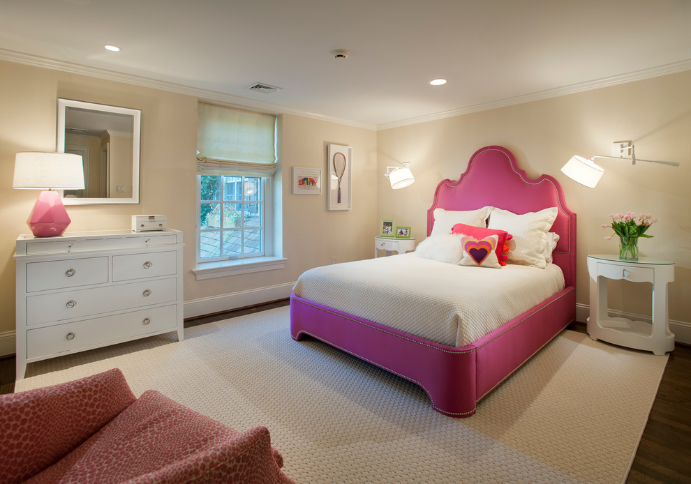 This is an example of a large transitional guest bedroom in Philadelphia with white walls, carpet and no fireplace.