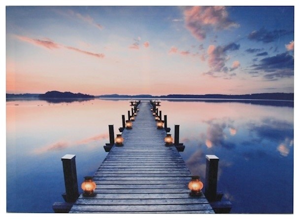 SUNSET ON DOCK LANDSCAPE CANVAS PICTURE PRINT WALL ART HOME DECOR FREE DELIVERY