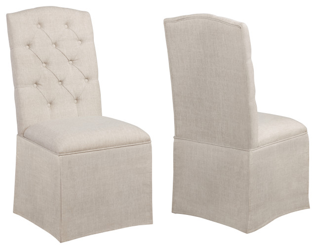 Upholstered Skirt Side Chairs Set of 2 Farmhouse Dining Chairs by All in One Furniture Houzz