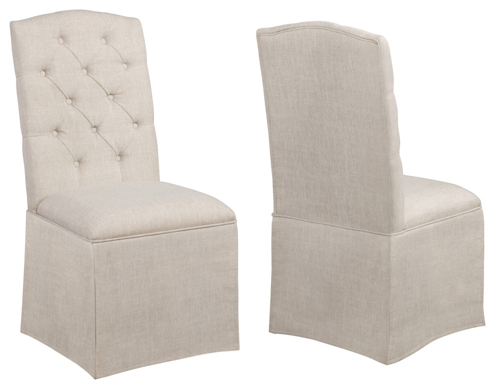 Upholstered Skirt Side Chairs Set Of 2 Farmhouse Dining Chairs By All In One Furniture Houzz 
