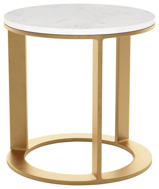 Helena Marble Side Table, White & Gold Contemporary Side Tables And