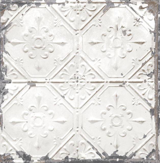 Tin Ceiling White Distressed Tiles, White Faux Tin Ceiling Tiles