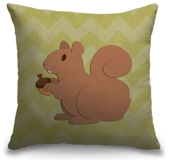 "Squirrel Woodland Creatures" Outdoor Pillow Rustic Outdoor
