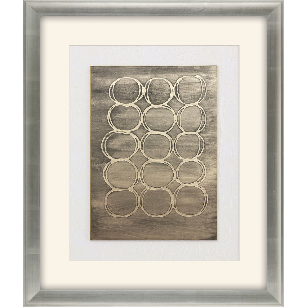 Concentric in Aged Silver Framed Art Contemporary Paintings by