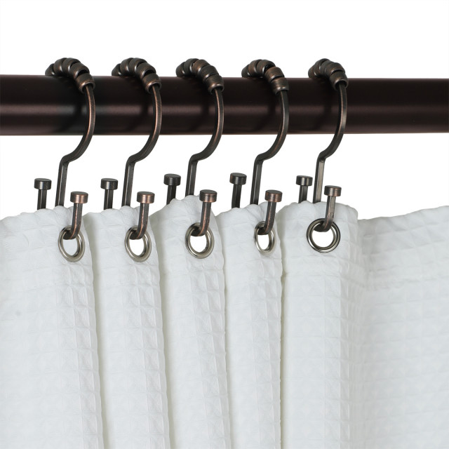 Utopia Alley Deco Flat Double Roller, Double Sided Shower Curtain Rings