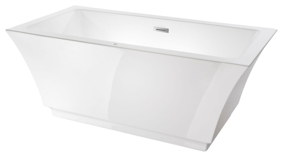 59"x30" White Acrylic Freestanding Air Bubble Bathtub Contemporary