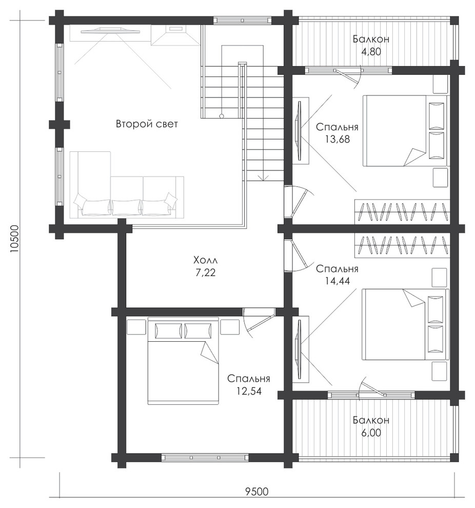 Дом из профилированного бруса 200х142.