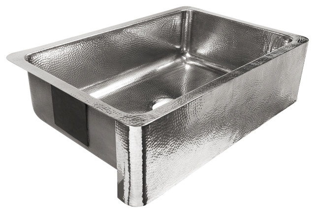 Lange Stainless Steel 32" Single Bowl Farmhouse Undermount Kitchen Sink, Polished Stainless Steel